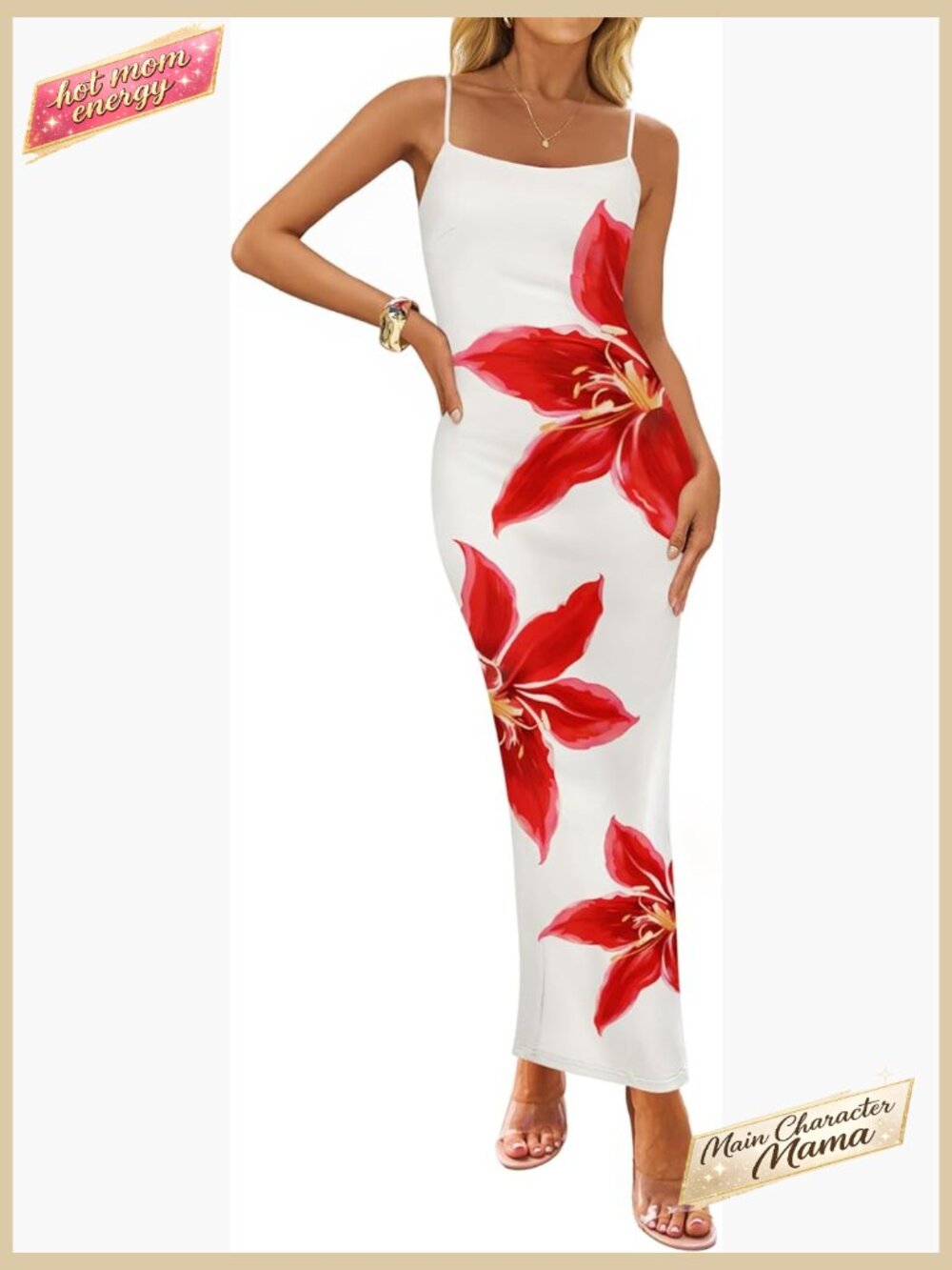 Bodycon Maxi Dress Floral Spaghetti Strap Square Neck Sleeveless Boho Beach